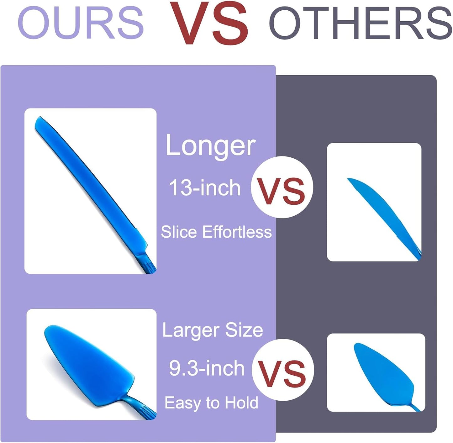 Blue Cake Cutter Set, Stainless Steel Cake Cutting Utensils Include Cake Knife and Cake Server Suitable for Weddings, Birthdays, and Anniversaries