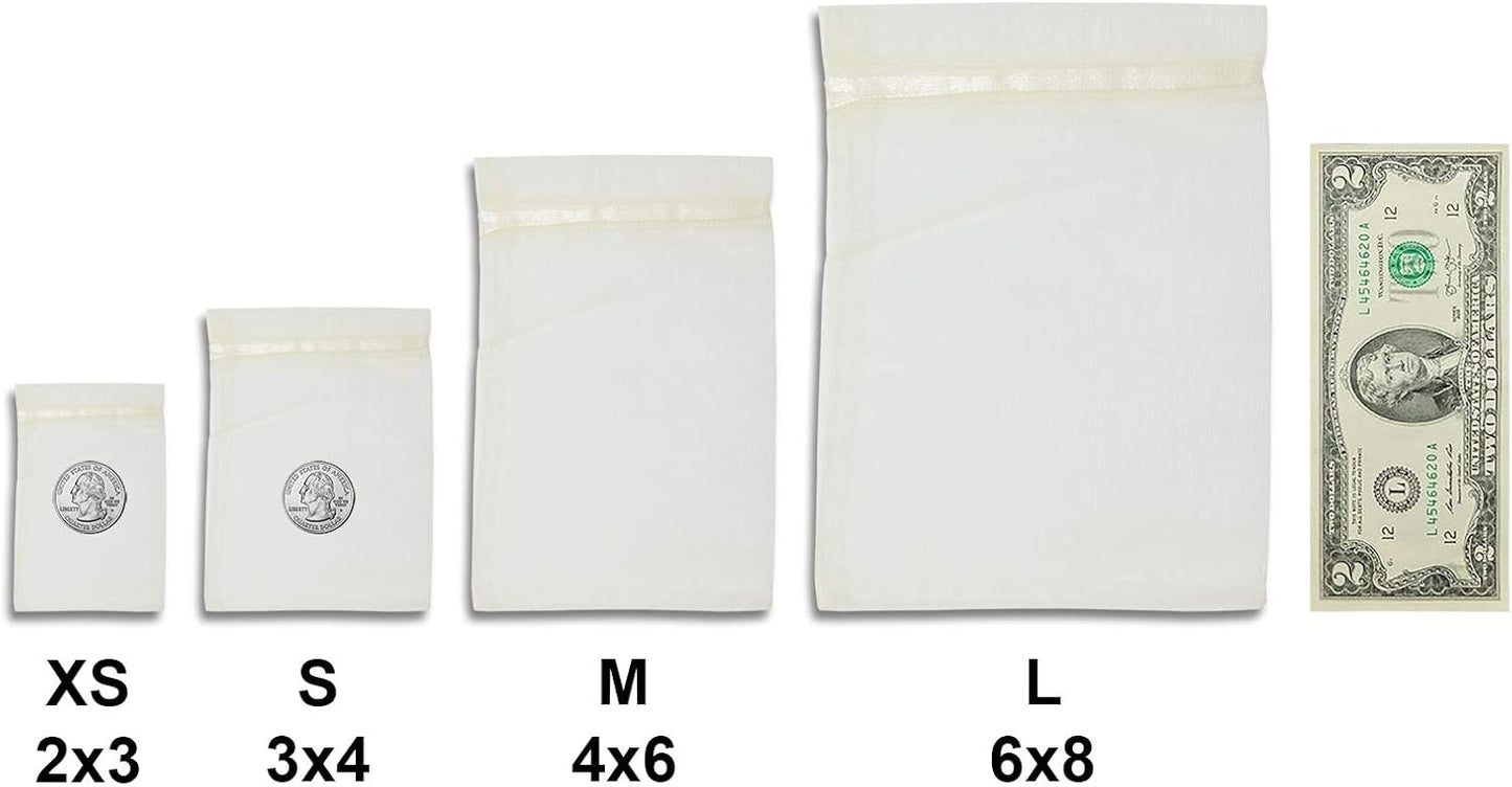 TheDisplayGuys 100-Pack XS 2 x 2 3/4" Cream/Beige Sheer Organza Gift Bags with Drawstring, Jewelry Candy Treat Wedding Party Favors Mesh Pouch