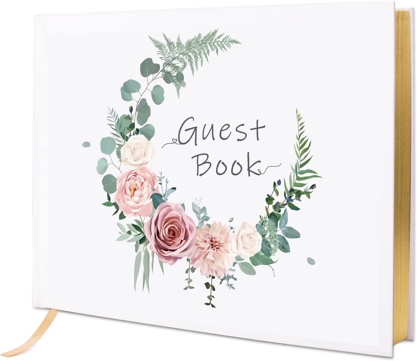 Vienrose Wedding Guest Book Registry Sign-in Book with 123 Blank Lined Pages Gilded Edges Hardcover Book for Wedding Baby Shower Birthday