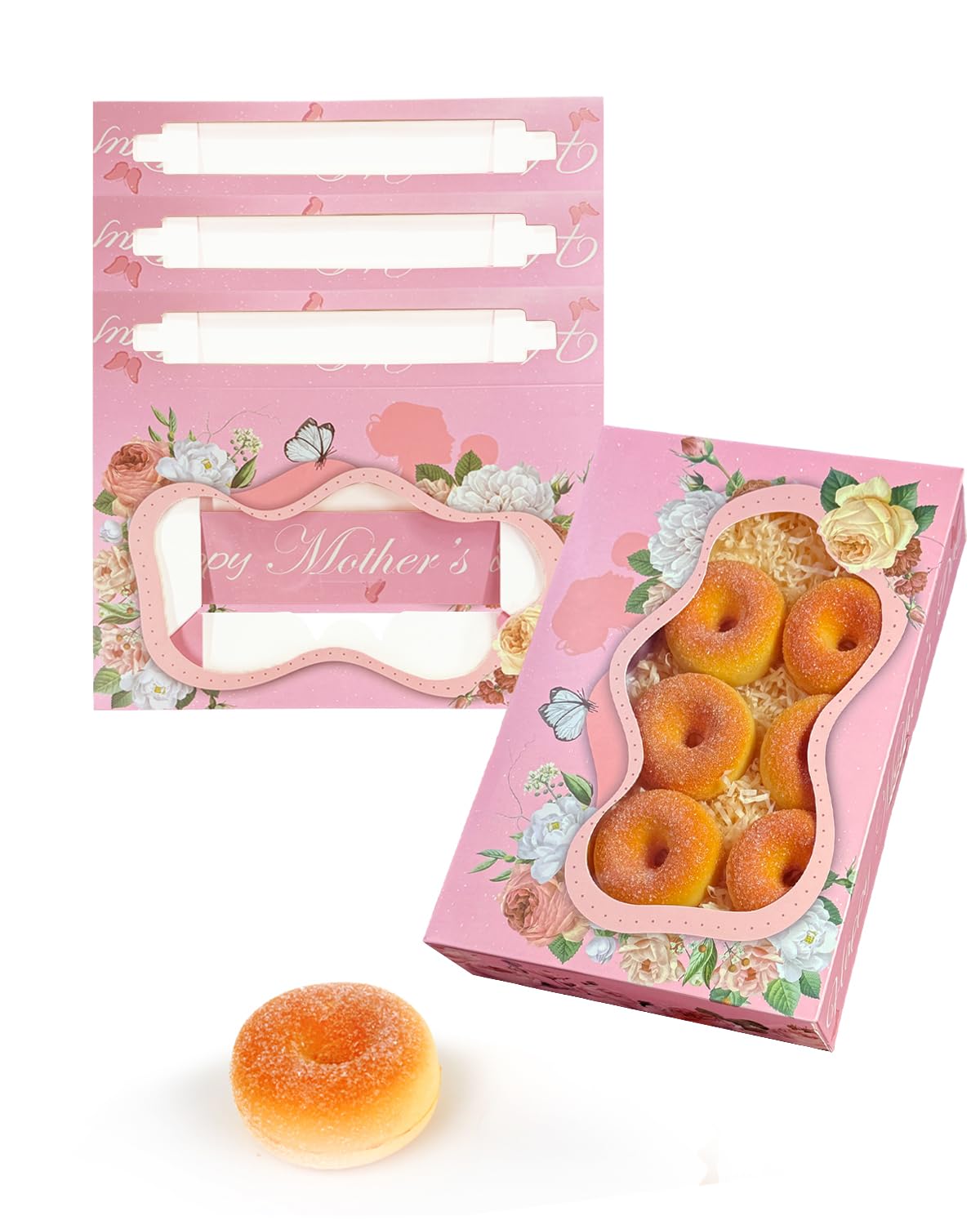 qiqee Mother's Day Auto-pop up Cookie Boxes with Window 24packs 12x8x2.5 Inch Bakery Box Pastry Box for Mother''s Day