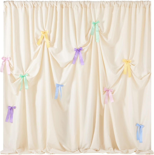 Ivory Backdrop Curtain: 5.8×8ft Backdrop Solid Color Wrinkle Resistant Background - Bridal Shower Wedding Graduation Ceremony Decoration