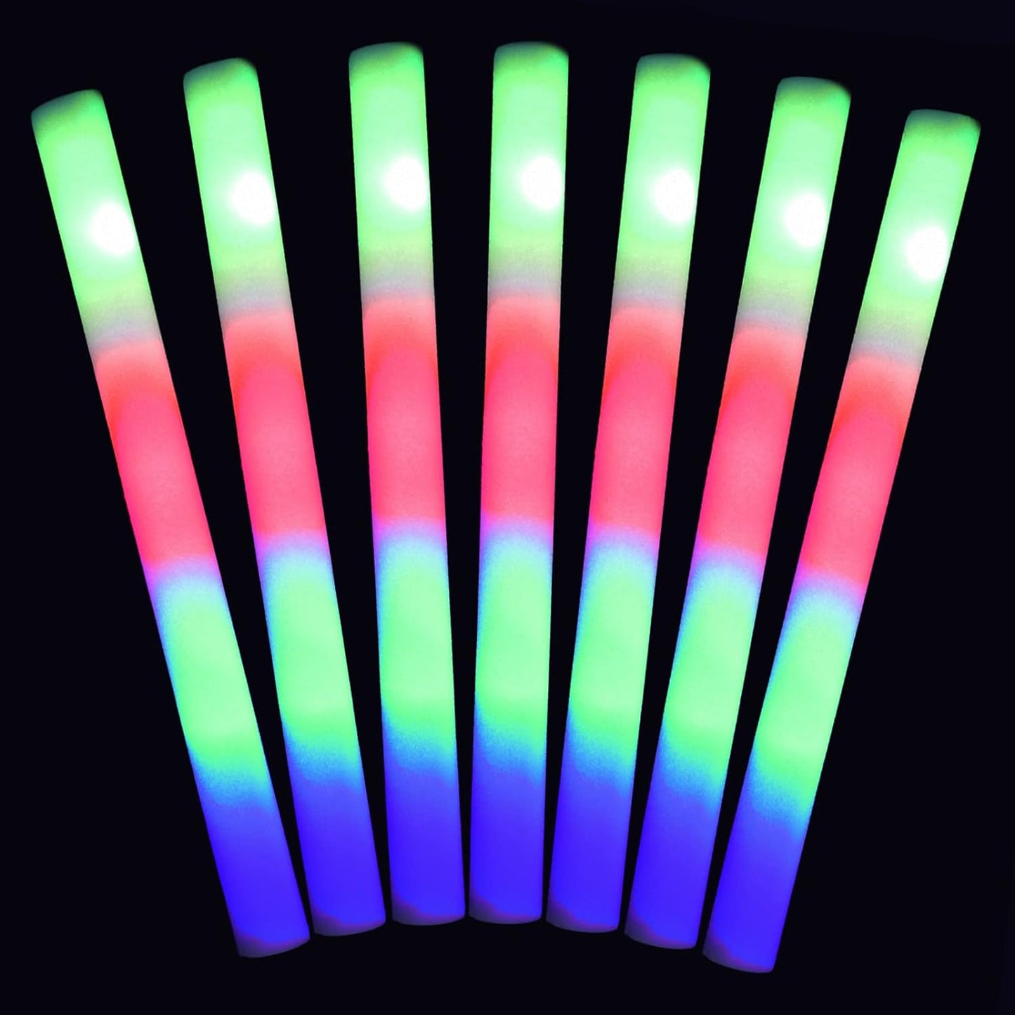 100 LED Foam Sticks Lights - Party Batons Wand for Weddings, Birthdays, DJ, Concerts, Festivals, Events - 3 Color Lighting Modes