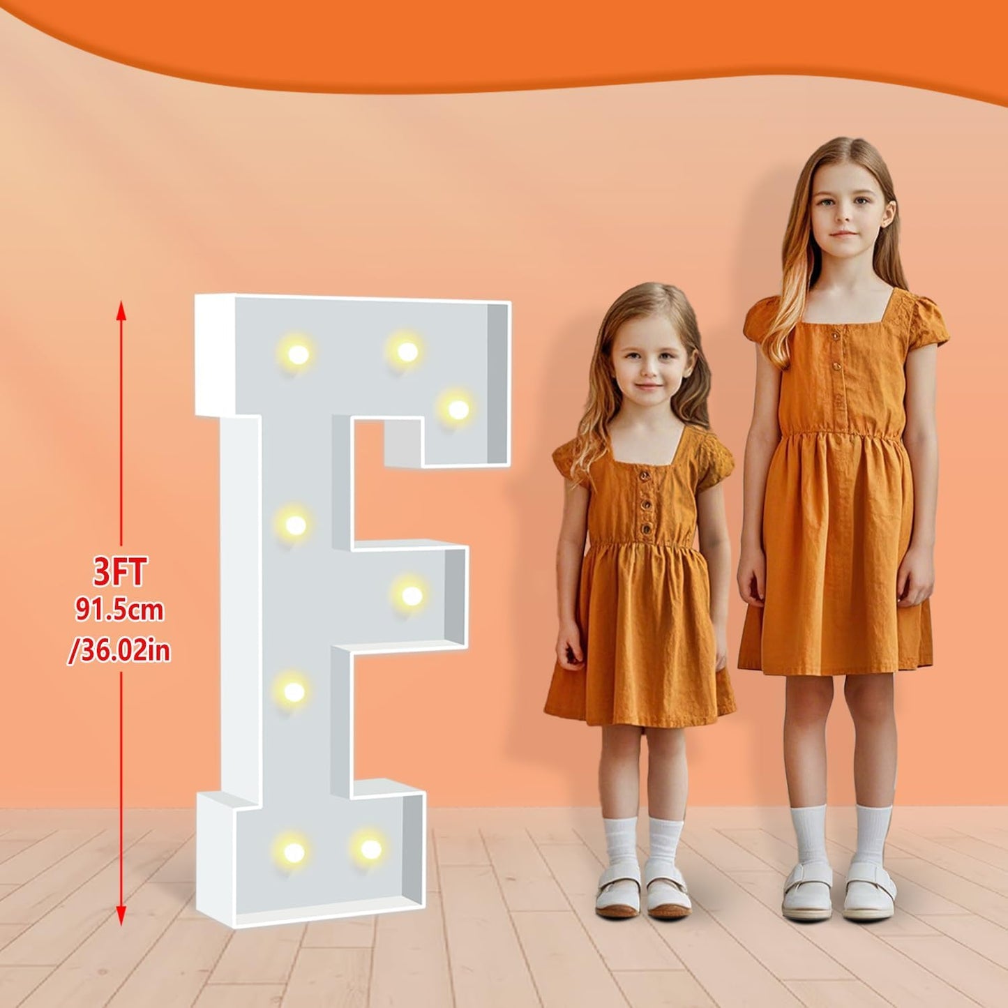 3FT Marquee Light Up Letters F, Large 3 feet Tall Cardboard Letters Lights for for Birthday Party Decorations, Anniversary Decor, Baby Shower, Weeding Room Decor, Assembly Required