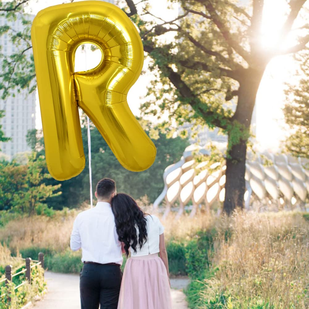 TONIFUL 40 Inch Large Gold Letter R Foil Balloons Alphabet Balloons