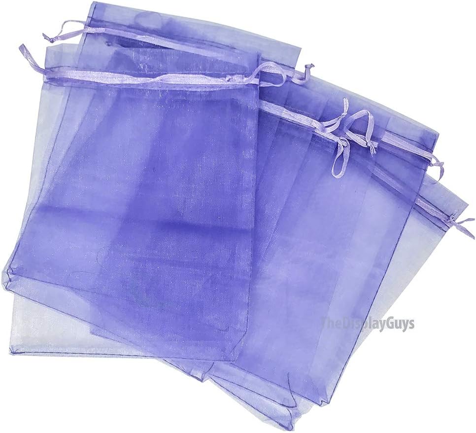 TheDisplayGuys 48-Pack 4x6 Lavender Sheer Organza Gift Bags with Drawstring, Jewelry Candy Treat Wedding Party Favors Mesh Pouch