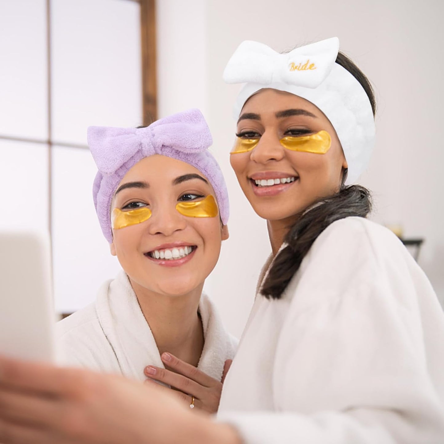 Semato Bachelorette Party Favor Set - Bride & Bridesmaid Spa Headbands (1 Bride + 7 Purple)