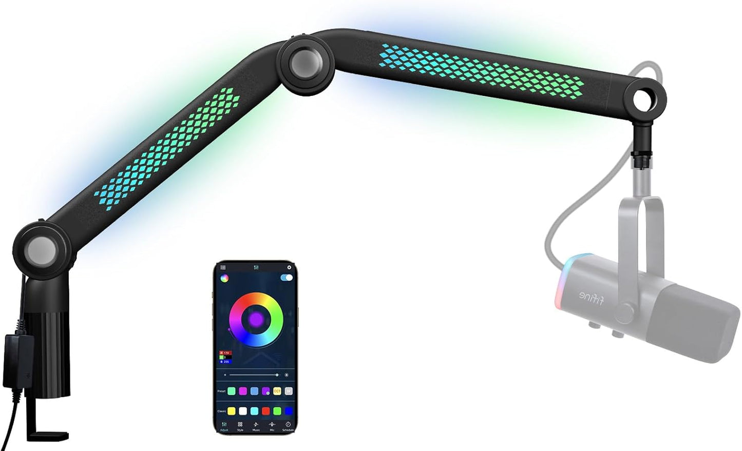 SUNMON RGB Mic Arm ??Adjustable Boom Arm with Rhythm RGB Lighting for Blue Yeti, HyperX QuadCast, Rode, Fifine AM8, and More ??Perfect for Podcasting, Streaming, and Gaming