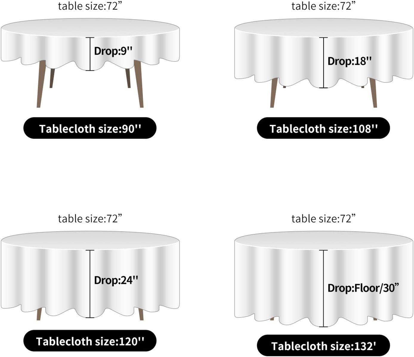 Ascoza 2pack 120 Inch Blue Mist Round Tablecloth in Washable Polyester Fabric for Wedding/Banquet/Restaurant/Parties-130GSM