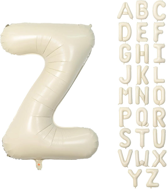 40 Inch Letter Balloons Z, Big Custom A-Z Alphabet Foil Name Balloon Cream White, Self Inflating Beige Customize Helium Balloon Letters Z for Women Girls Birthday Bride Baby Shower Party Decorations