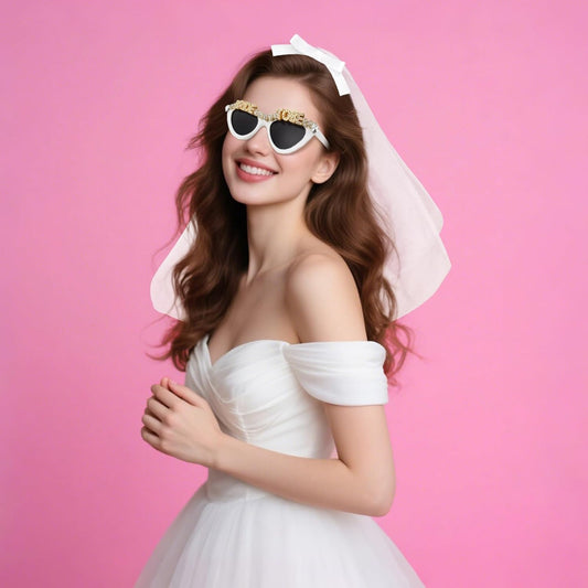 Bride Veil Bachelorette Party Accessories & Bride Sunglasses, Bridal Veils for Women Wedding, Short Wedding Veil - for Bride To Be Decorations, Bridal Shower Gift, Engagement Party Supplies, Wedding