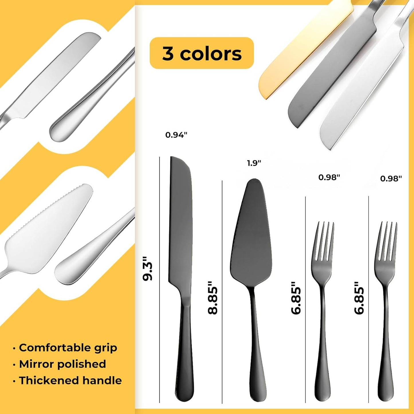 Personalized Wedding Cake Knife and Server Set Stainless Steel Forks Cake Cutter Server Engraved Cake Cutting Set for Wedding Anniversary Engagement Birthday Gifts