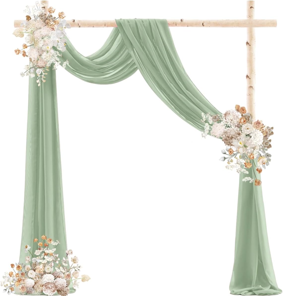 Sage Green Wedding Arch Draping Fabric 29" x 20 FT Wedding Drapes for Backdrop Sheer Green Curtains Drapes for Romantic Bridal Baby Shower Ceremony Birthday Party Fall Outdoor Events