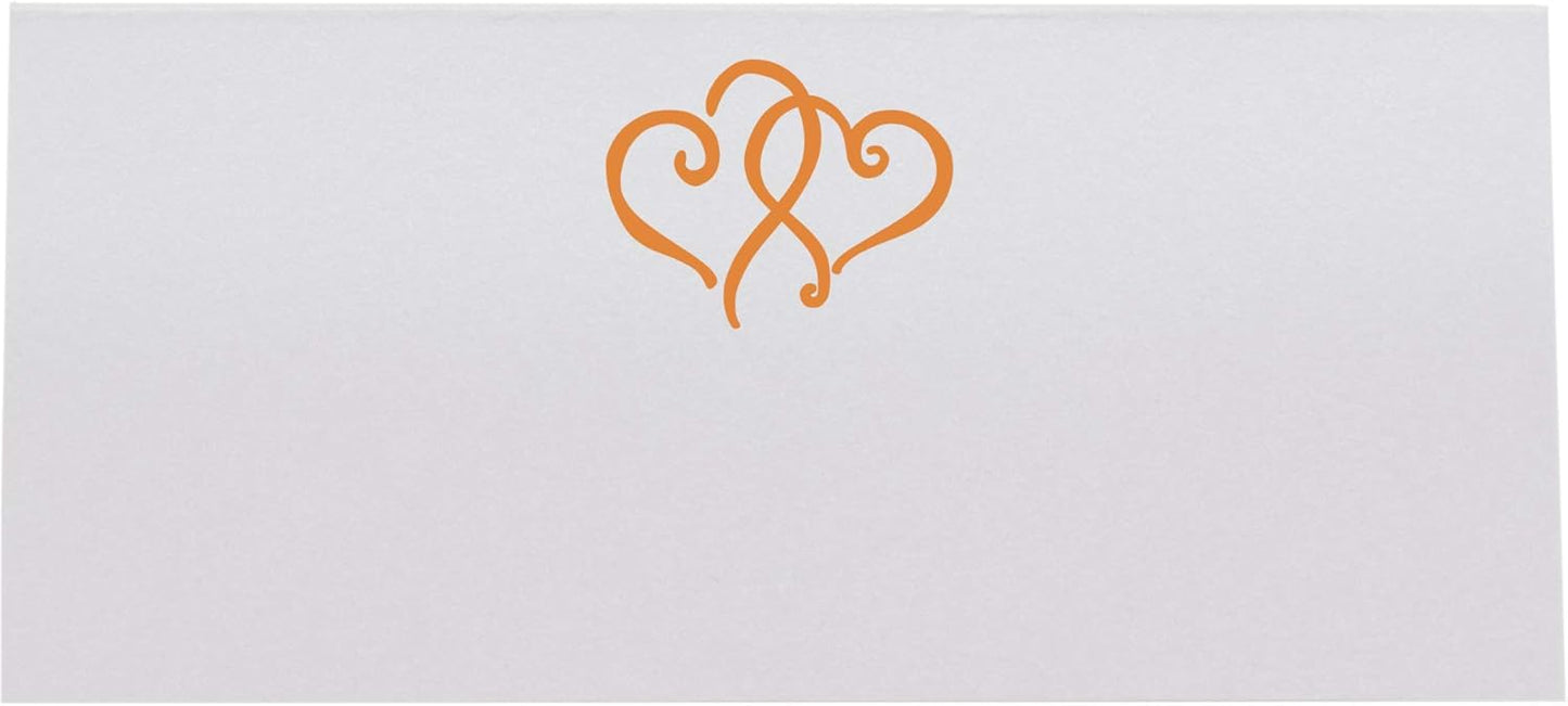 Linked Hearts Printable Place Cards, Orange (Choose Color), Set of 60 (10 Sheets), Laser & Inkjet Printers - Wedding, Party, Dinner, and Special Events - Made in the USA
