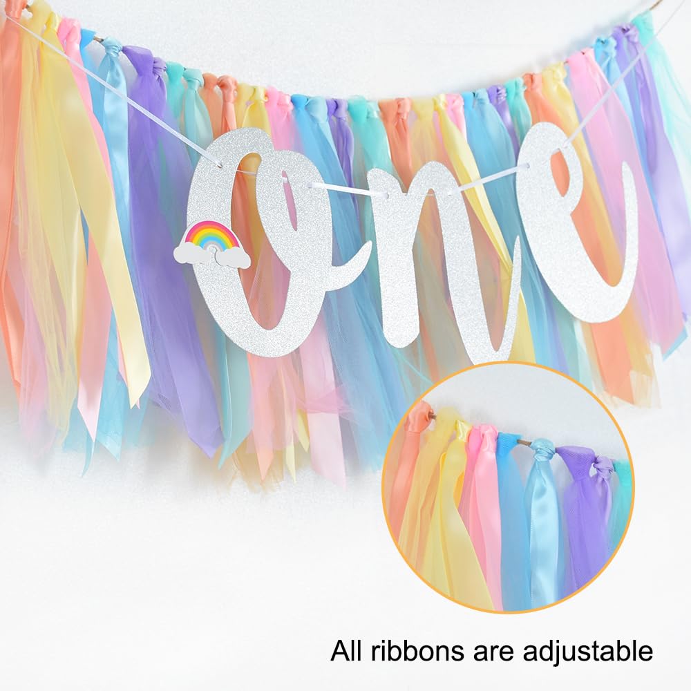 BEISHIDA 1st Birthday High Chair Banner Garland - Pastel Rainbow Baby Shower Decorations,Rainbow