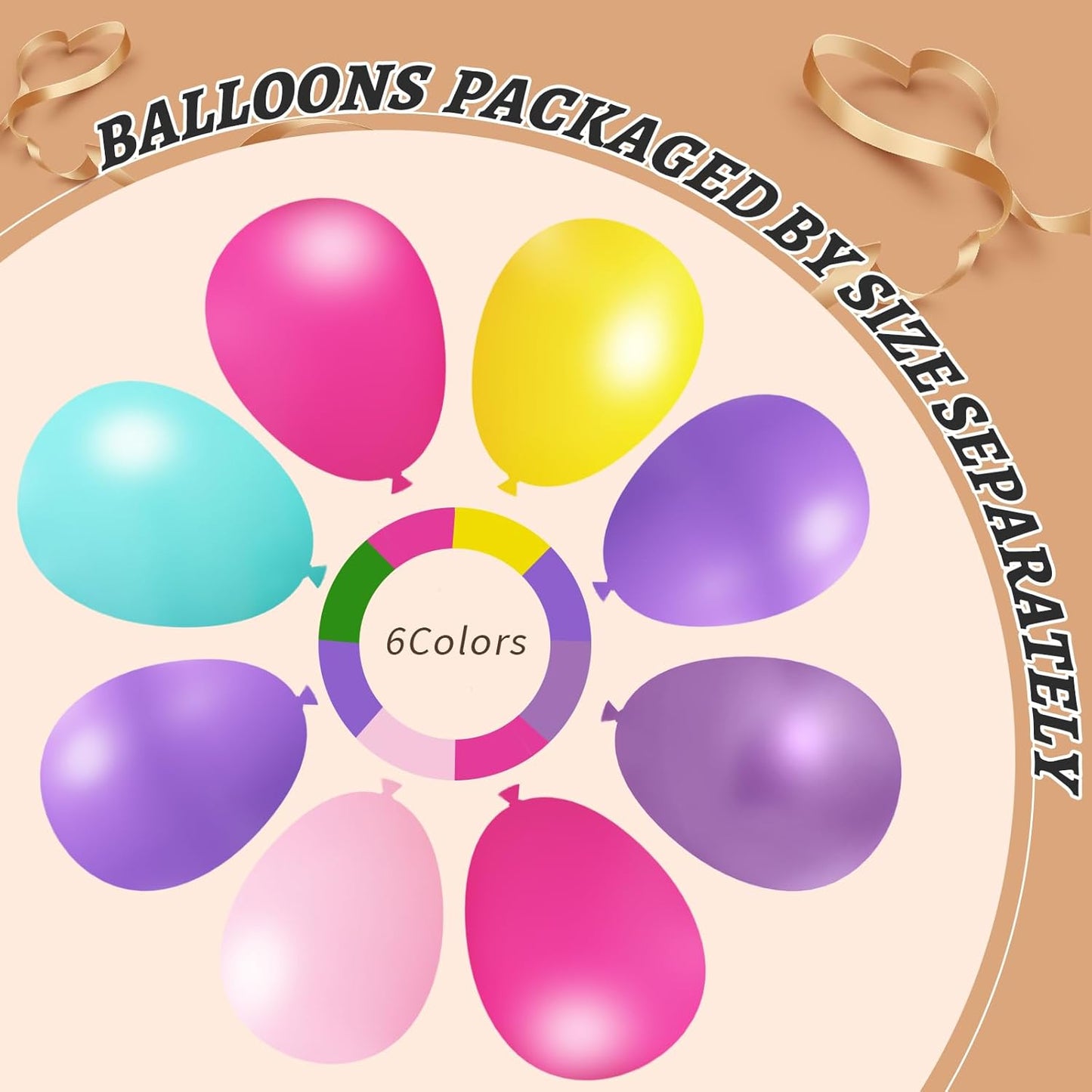 412pcs Purple Blue Pink Balloon Garland Arch Kit, 18 12 10 5 inch Different Sizes Hot Pink Metallic Purple Teal Yellow Balloons for Kid Magic Baby Shower Birthday Engagement Party Decoration