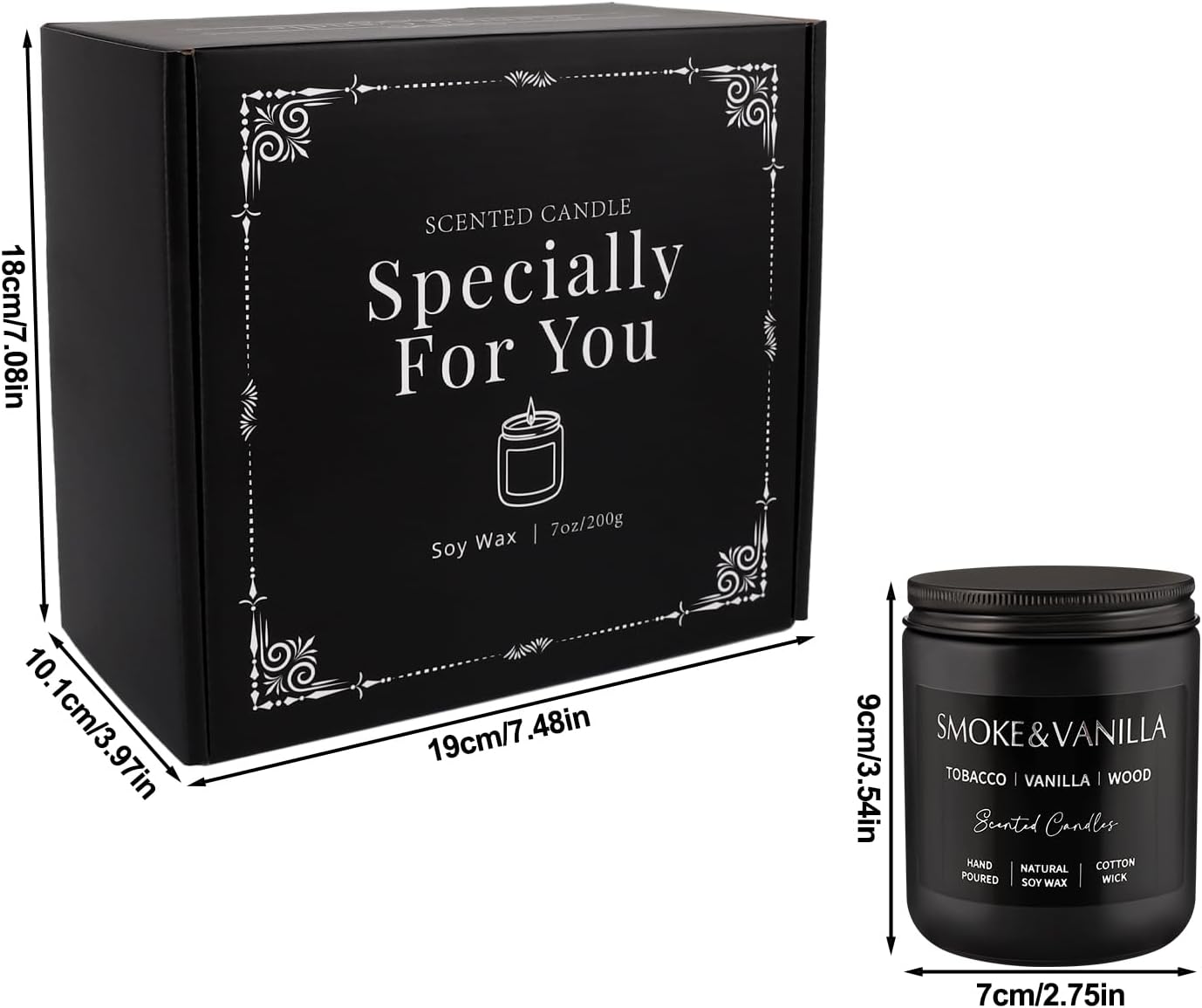 Scented Candles Gift Set - 4 Pack (7oz Each) Soy Wax Aromatherapy Candles with Essential Oils, Smokeless - Leather & Smoke, Vanilla Oakmoss, Lavender for Office, Gifts