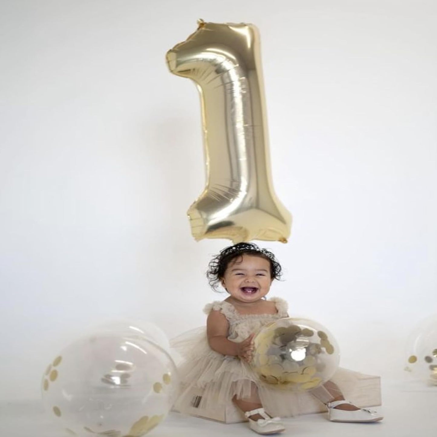 40 Inch Numbers 1 Light Gold Large Balloon Digital 1 for Birthday Party, 0-9 Birthday Party Decorations,Foil Mylar Big Number 1 Wedding Graduations Photo Shoot Decorations(Number 1)