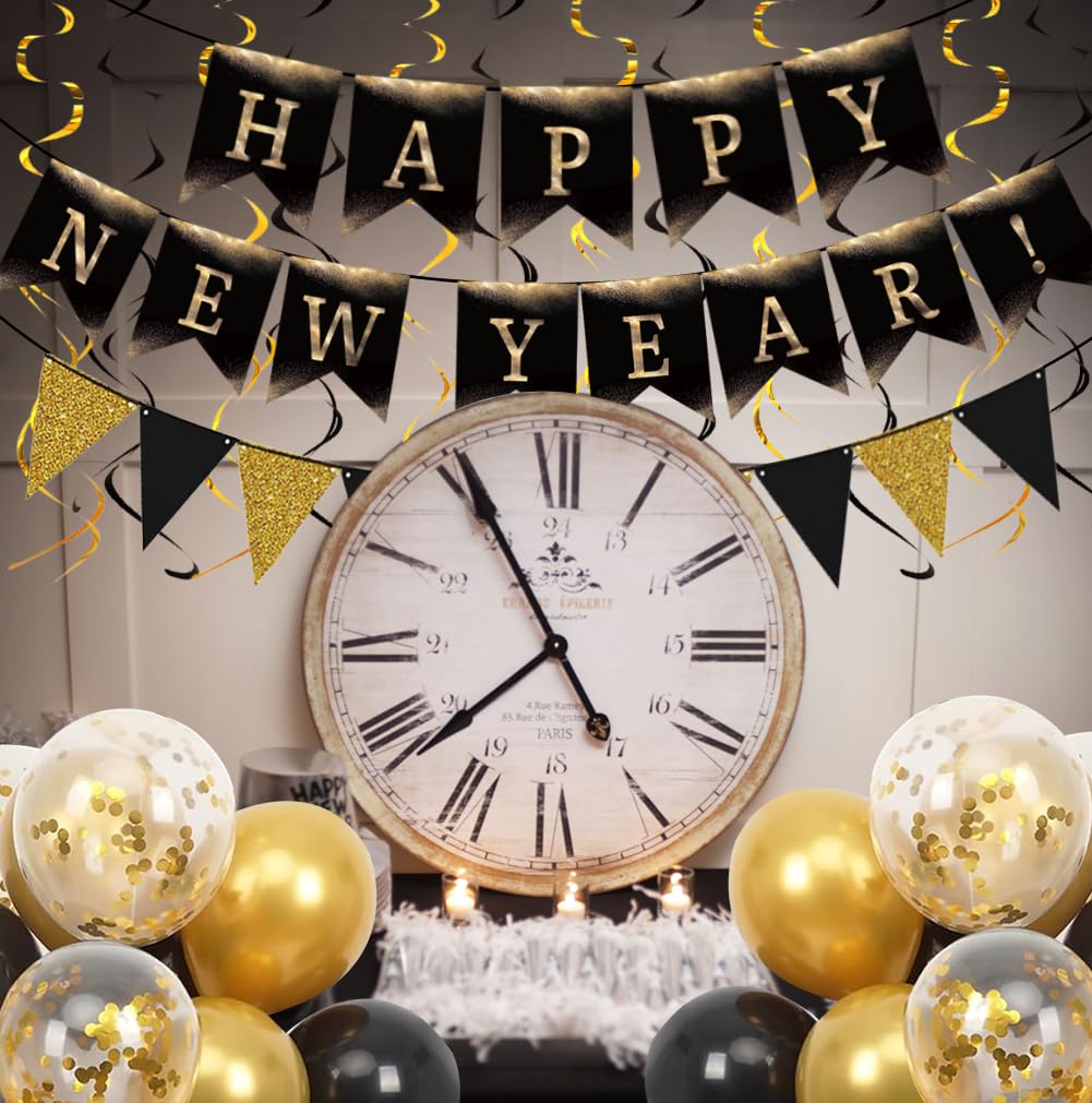 Happy New Year Eve Party Supplies 2027– Complete New Years Decorations Set with Happy New Year