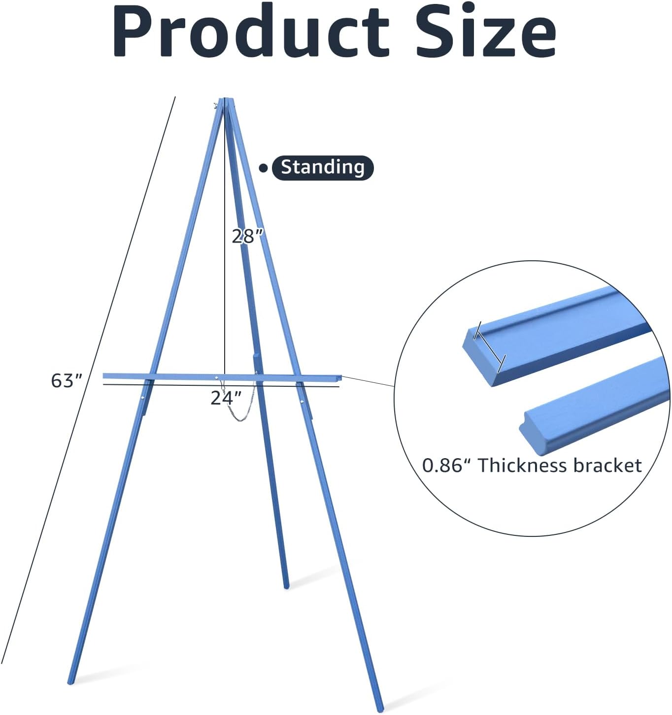 NianFeng Wooden Easel Stand for Sign, Easel Display Stand Floor for Wedding Sign with Adjustable Tray, 63-Inch, Tripod A-Frame Poster Light Duty, Welcome, Art Show & Baby Shower (Blue)