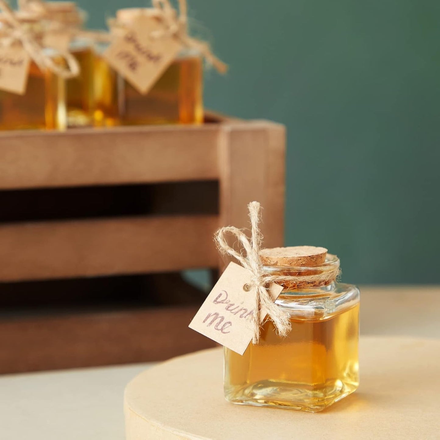 BLUE PANDA 15 Pack Small Glass Bottles with Cork Stoppers - Mini Jars with Cork Lids, Twine, and Blank Tags for Crafting & Spices - Small Bottles 1.7 Oz (50ml)