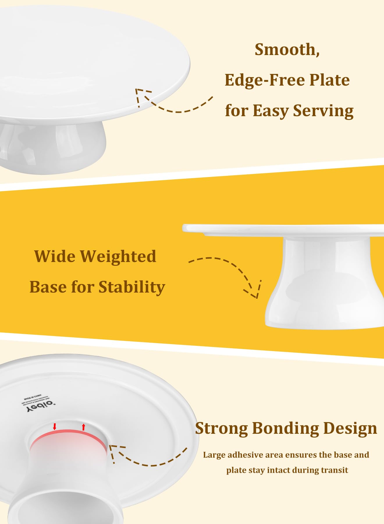 Yedio Porcelain Cake Stand, 10 in Round Cake Display Pedestal Stands, White