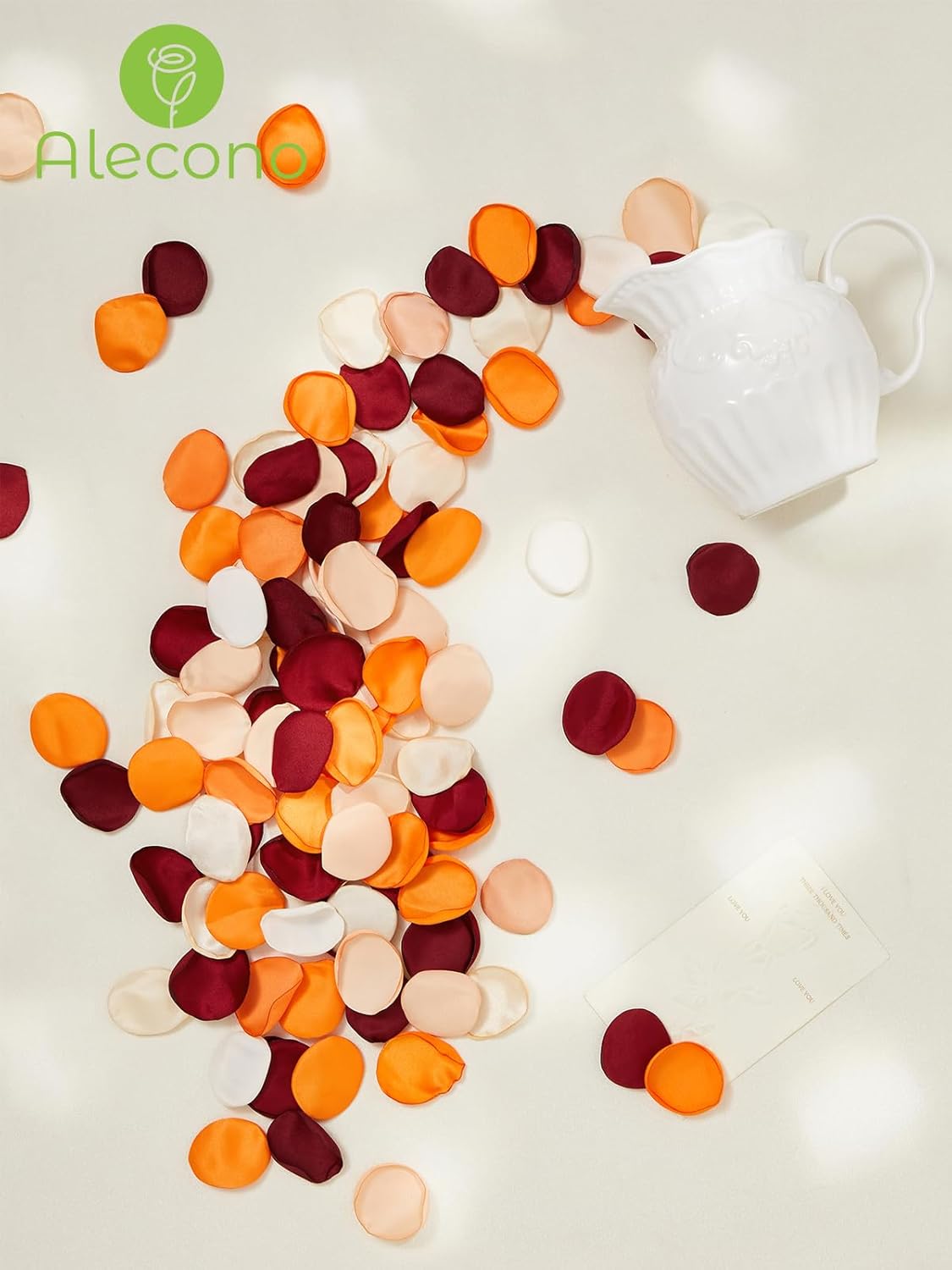 Alecono 400 pcs Silk Rose Petals, Faux Rose Flower Petals for Wedding Flower Girl, Orange Fall Fake Silk Petals Artificial Flower Petals for Bridal Shower