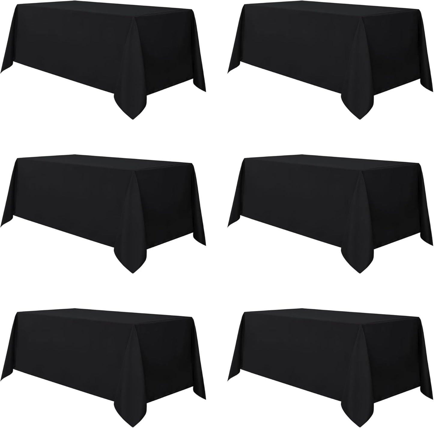 sancua 6 Pack Black Tablecloth 90 x 156 Inch - Rectangle Table Cloth for 8 Feet Tables Stain and Wrinkle Resistant Washable Polyester Table Cover for Dining Wedding Banquet Party Buffet Restaurant