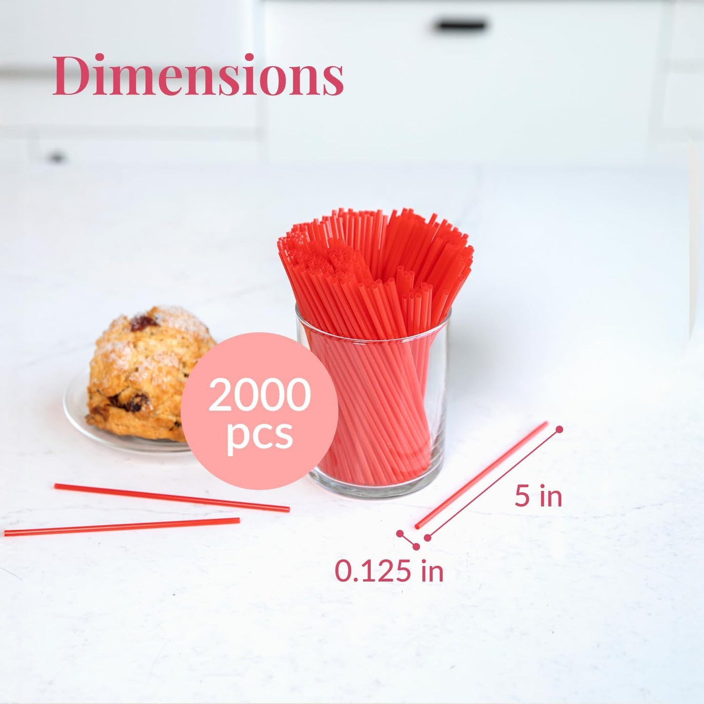 Prestee 2000 Count Red Coffee Stirrers - 5 Inch Plastic Stir Sticks for Hot and Cold Beverages - Disposable Coffee Straws for Drinks, Tea, and Cocktails - Bulk Slim Stirrer for Coffee and Bars