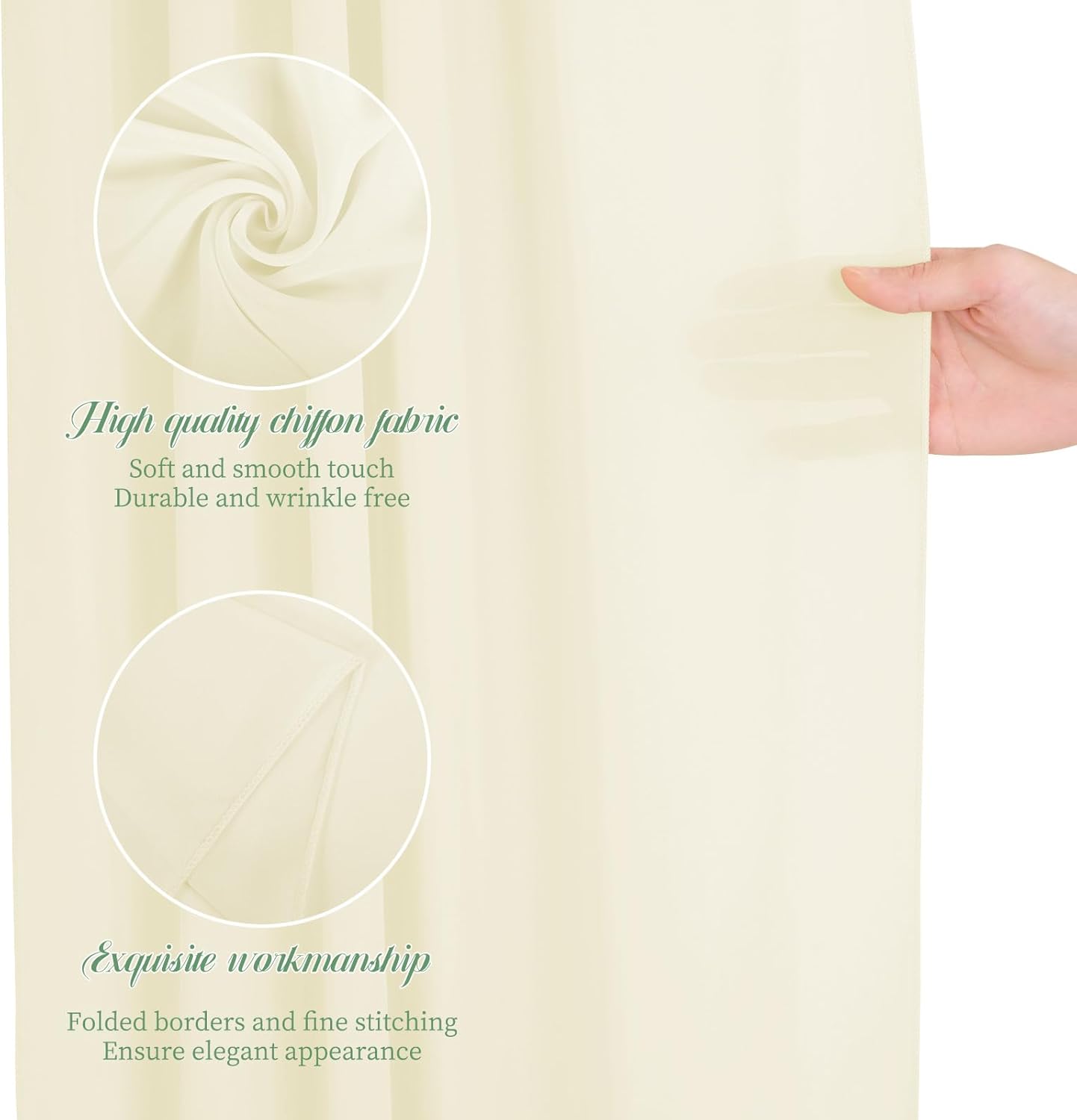Wedding Arch Draping Fabric, 4 Panels 28" x20ft Ivory Wedding Arch Drapes, Sheer Chiffon Curtain Arbor Drapery Ceiling Drapes Sheer Backdrop Curtains for Wedding Ceremony Party Ceiling Decor