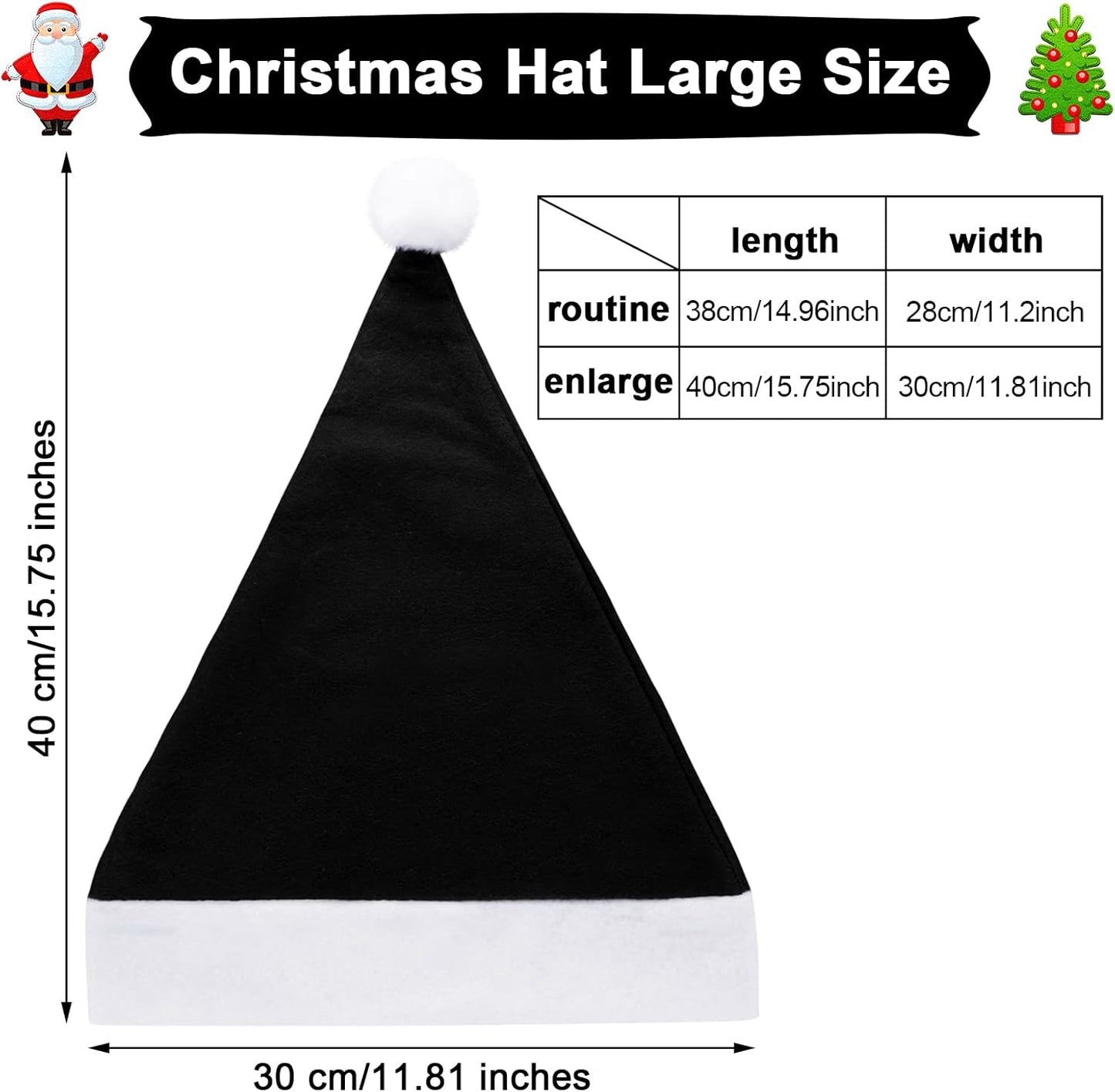 SATINIOR 12 Pieces Santa Hats Christmas Non Woven Fabric Hat for Holidays Xmas Party Supplies