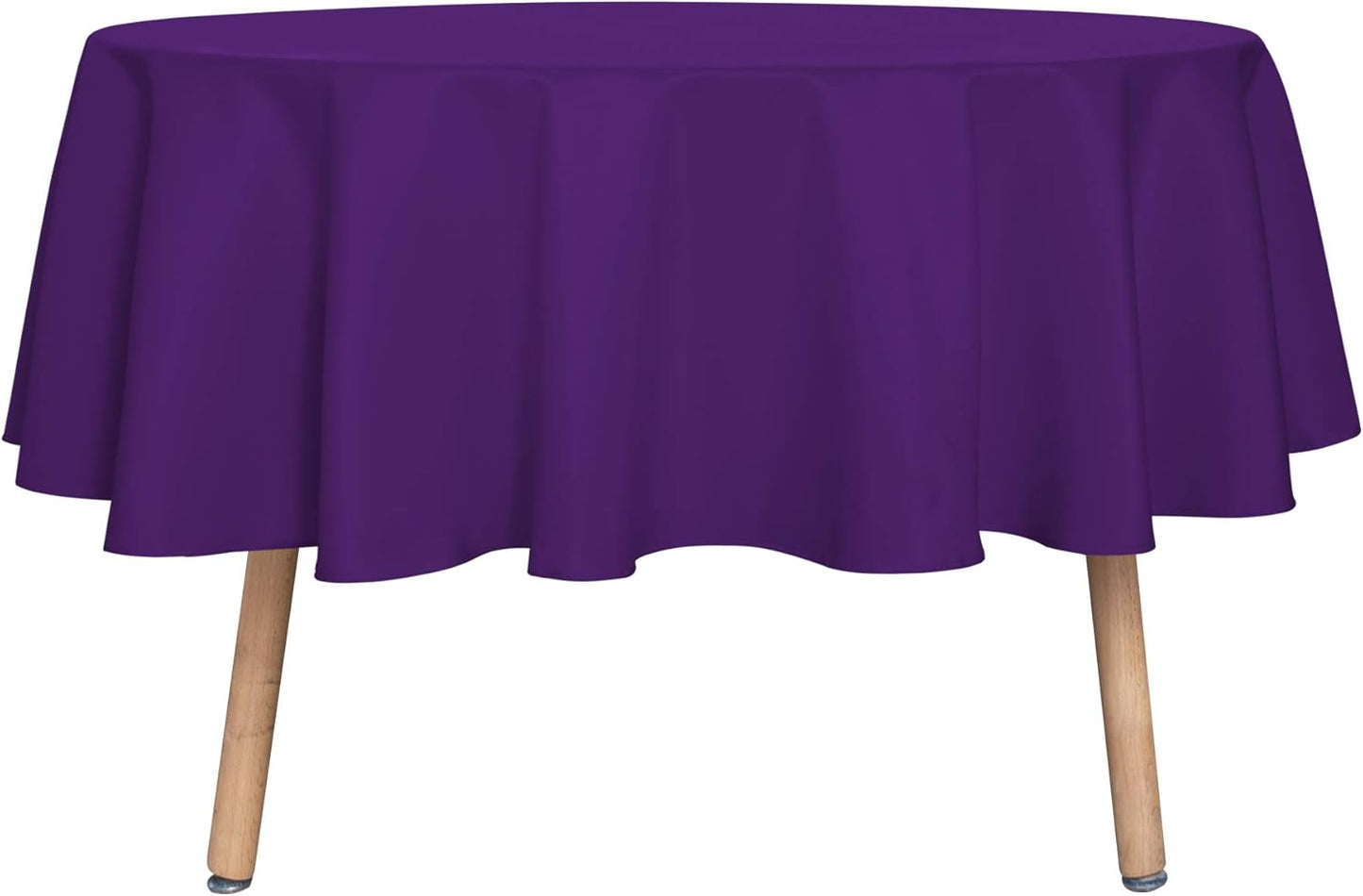 sancua Round Tablecloth - 70 Inch - Water Resistant Spill Proof Washable Polyester Table Cloth Decorative Fabric Table Cover for Dining Tables, Buffet Parties and Camping, Purple