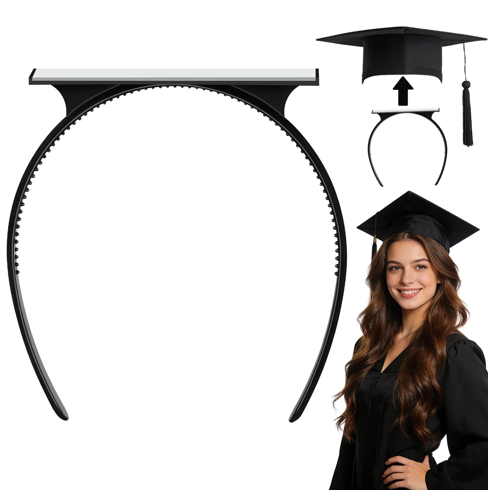 Sofeavo Graduation Cap Headband Insert - Secure Grad Cap Headband for Graduates, Women & Students