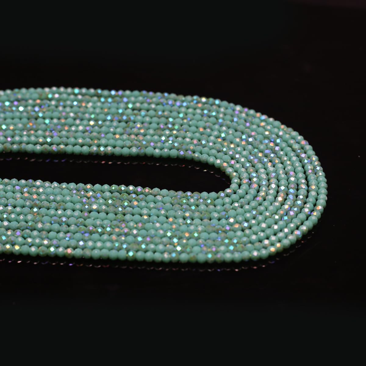 10 Strands Artificial Color Plating Faceted Beads Synthetic Colorful Crystal Beaded for Jewelry Making Necklace Decoration 3mm