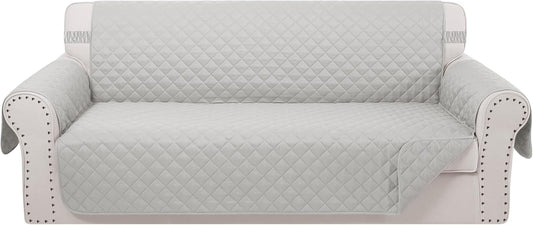 Reversible Sofa Covers Couch Cover Furniture Protector for Dogs Elastic Straps Water Resistant(Sofa,Light Grey/Light Grey)