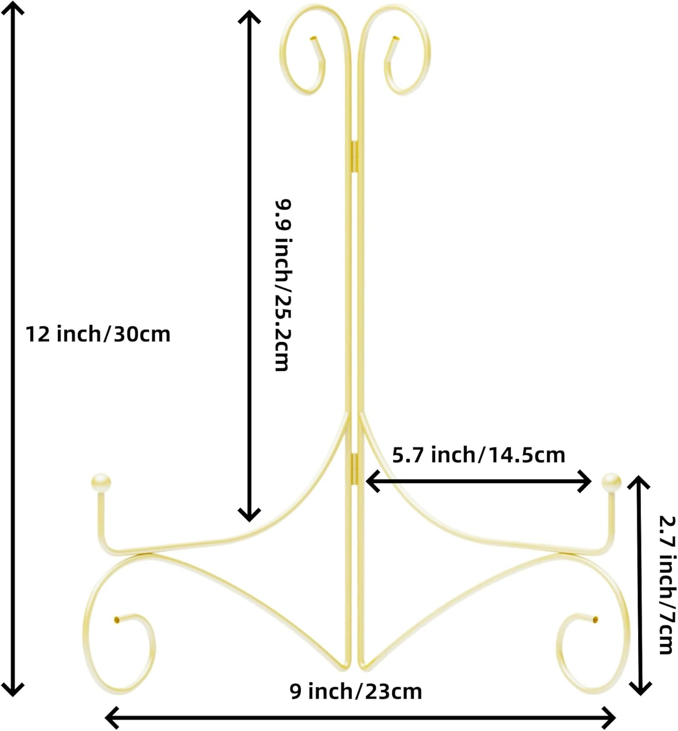 Iron Plate Stand for Display with Folding Design, Picture Stands for Tables, 12 Inch Large Easels for Displaying for Book, Art Piece, Photo and Platter, 12?™â€?Gold, 2-Pack