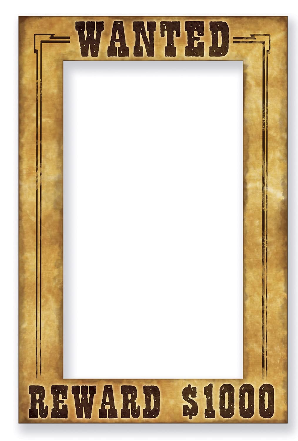 Beistle Western Wanted Photo Fun Frame – Lightweight Cardstock Paper Photo Booth Prop for Wild