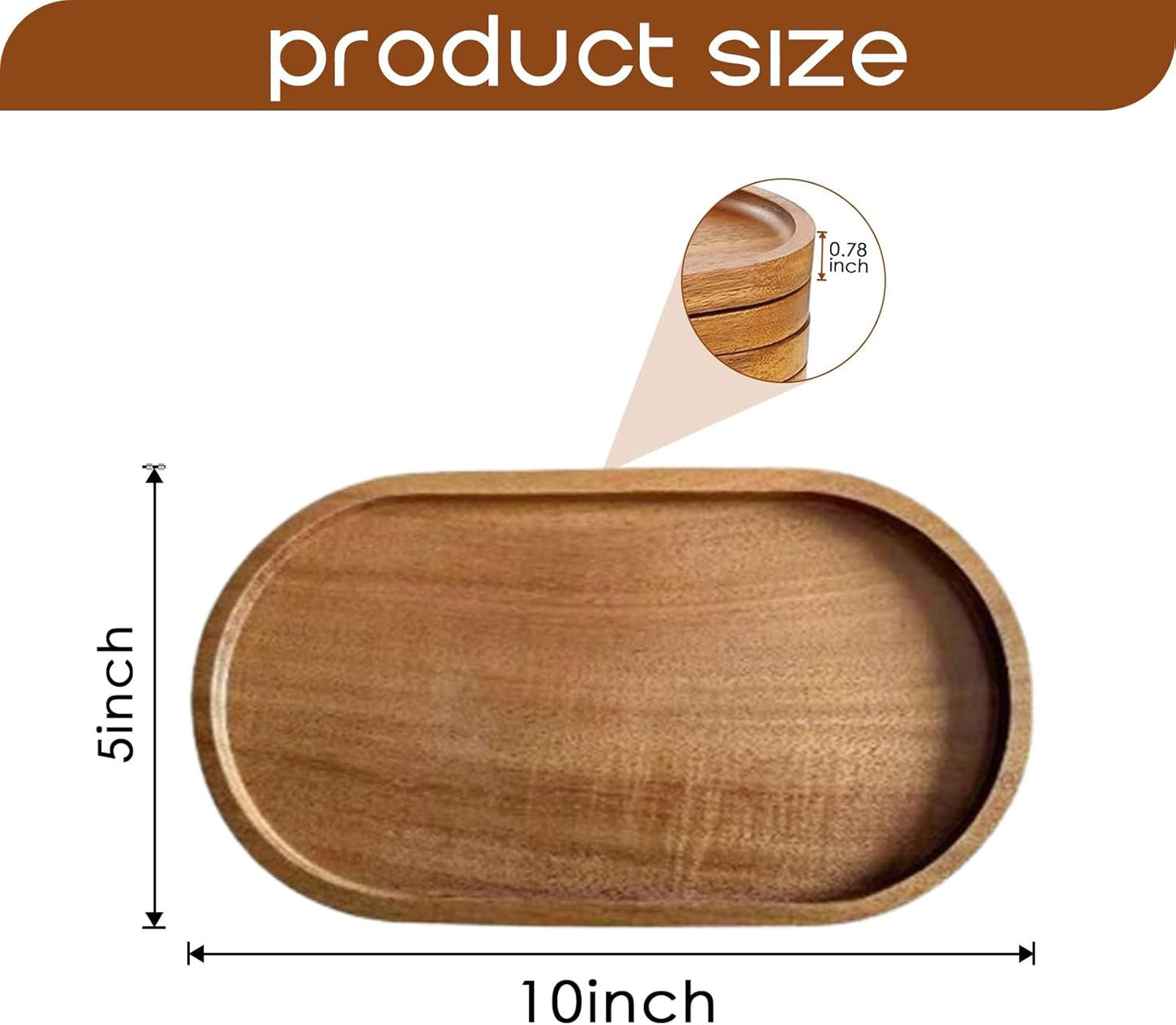 12 Pcs Solid Acacia Wood Serving Trays, 10 Inch Rectangular Wooden Serving Platter Oval Wooden Plates Wood Cheese Plate Acacia Cheese Board for Charcuterie essert Snack Bread Fruit Appetizer