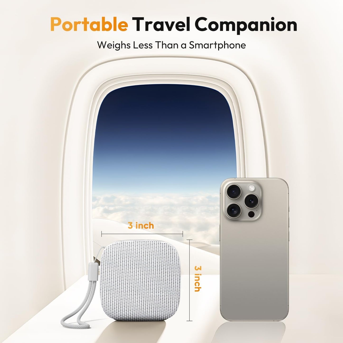 Portable Sound Machine for Travel, White Noise Sound Machine for Sleeping, 52-Hour Lasting Mini Noise Machine with 21 Quality Non-looping Sounds, Headphone Jack, Memory, Timer for Adults,Hotel (White)