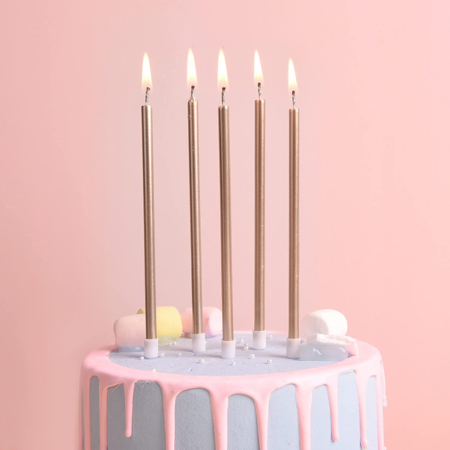 PHD CAKE Champagne Gold Long Thin Metallic Birthday Candles, Cake Candles, Birthday Parties