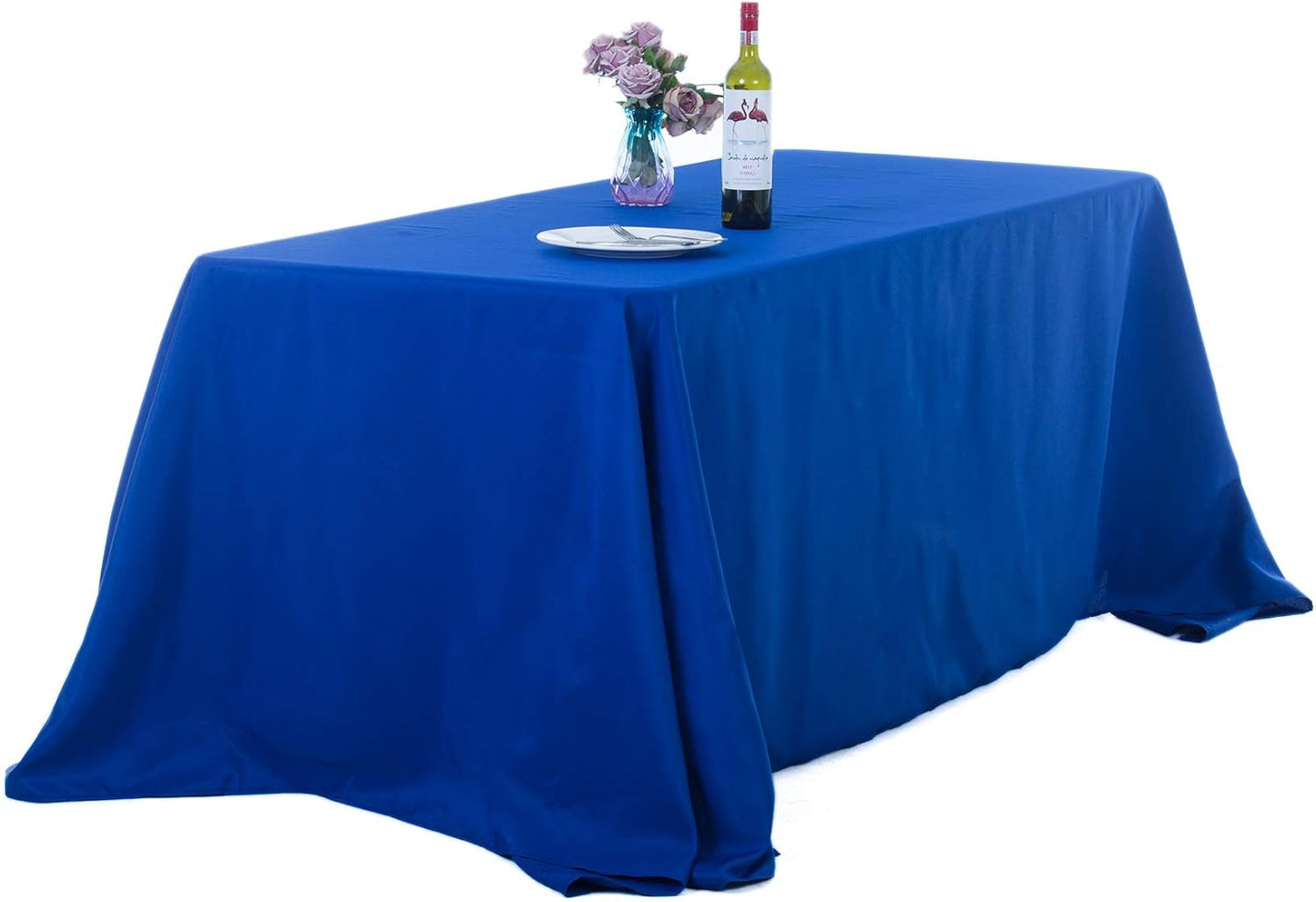 Ascoza 2pack 90x156 Inch Royal Blue Rectangular Tablecloth 8 Feet Table Cloth in Polyester Fabric for Wedding/Banquet/Restaurant/Parties