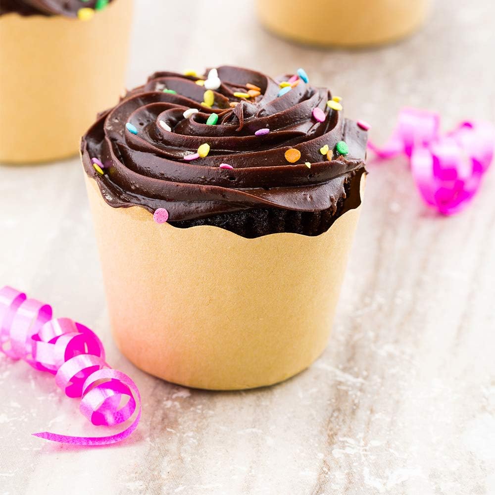 Restaurantware Panificio Premium 3 oz Kraft Paper Mini Baking Cup: Paper Baking Cups Perfect for Muffins Cupcakes or Mini Snacks - Scalloped - Disposable and Recyclable - 200ct Box