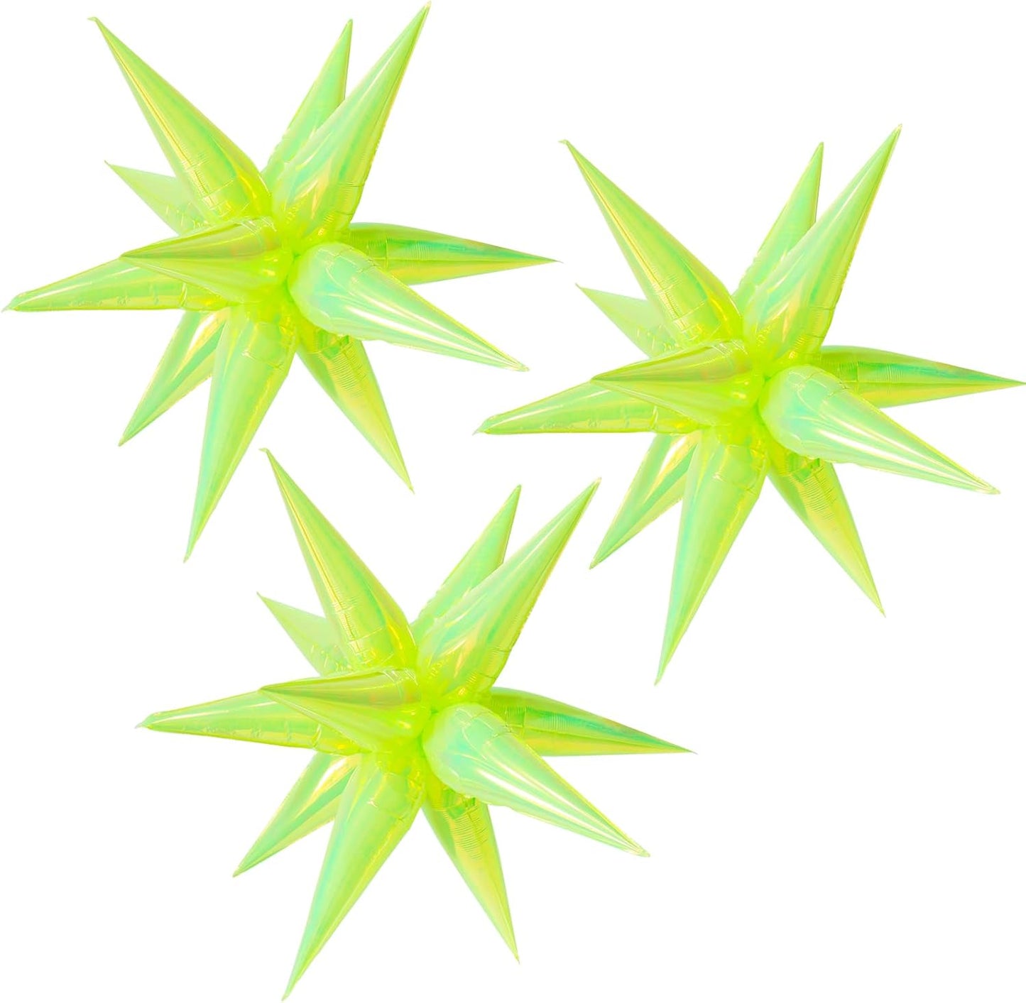 3pcs 26inch 3D lridescent macaron green Explosion Star foil balloon, lridescent macaron green Foil Cone Star burst Balloons for Birthday Wedding New Year Party Event