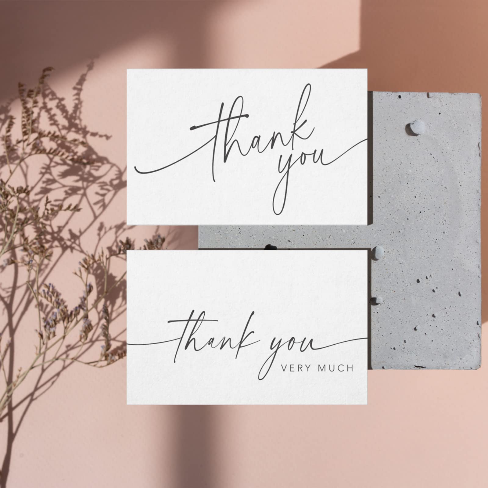 Thank You Cards with Envelopes & Matching Stickers, Bulk Pack of 100, 4x6 Inch Minimalistic Design
