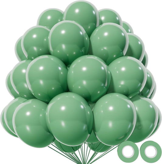 KAWKALSH Sage Green Balloon 12 Inch, 110pcs Latex Party Balloons Helium Bright Color for Birthday Baby Shower Wedding Party Supplies Arch Garland Decoration