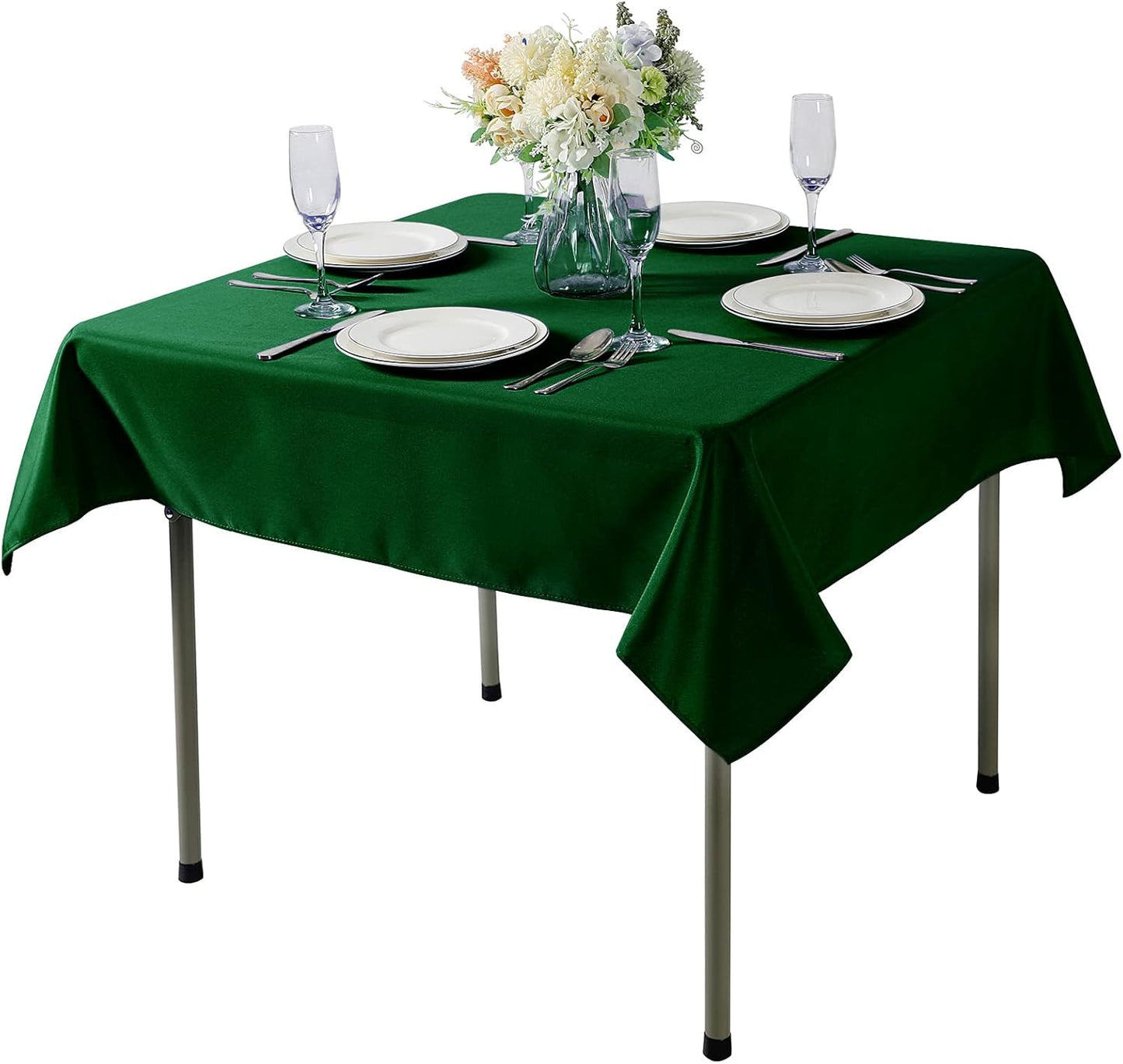 Cupuamon Square Tablecloth 52x52 inch Washable Polyester Fabric Table Cloth for Wedding Party Dining Banquet Decoration（52x52,Hunter）