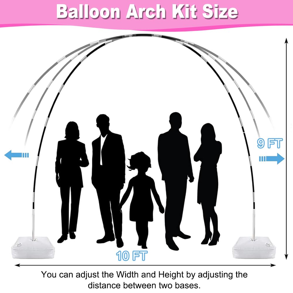 Balloon Arch Kit and Balloon Pump, 9Ft Tall & 10Ft Wide Adjustable Balloon Arch Stand Kit with