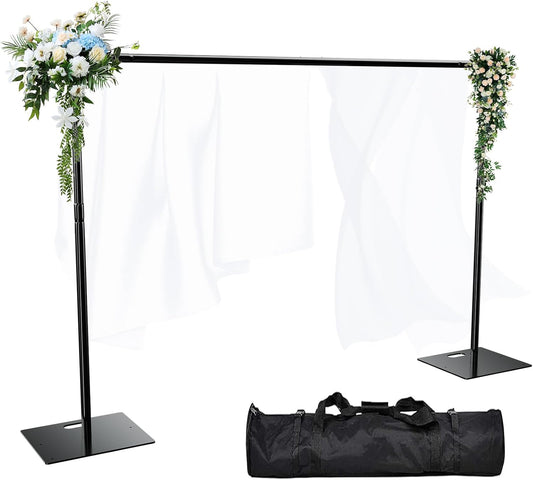 Pipe and Drape Backdrop Stand Kit Backdrop Stand For Parties 8ftx10ft Adjustable Photo Backdrop Stand Heavy Duty Background Stand for Wedding Banquet Decorations Black