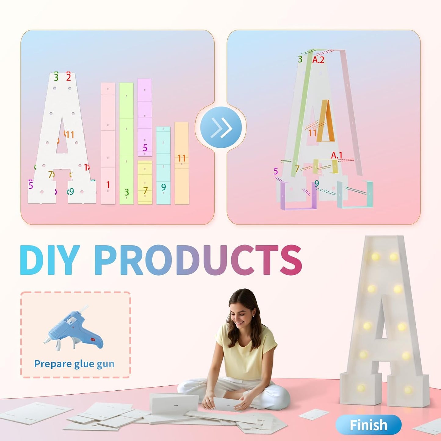 imprsv 4FT Marquee Light Up Letters for Birthday Party Decorations Marquee Letters for Marry Me Wedding Event Bridal Shower Baby Shower Anniversarty Party Decor,Letter A