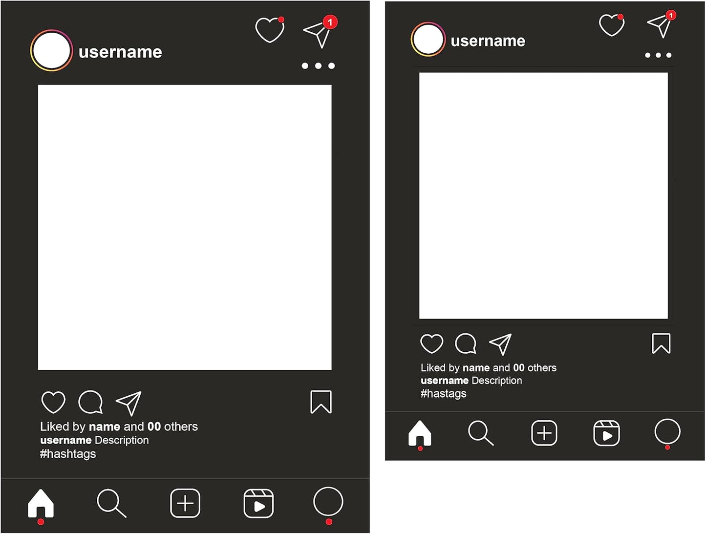 VictoryStore Photo Booth Frame - Social Media Frame Custom Wedding Photo Booth Set of 2 (Dark)