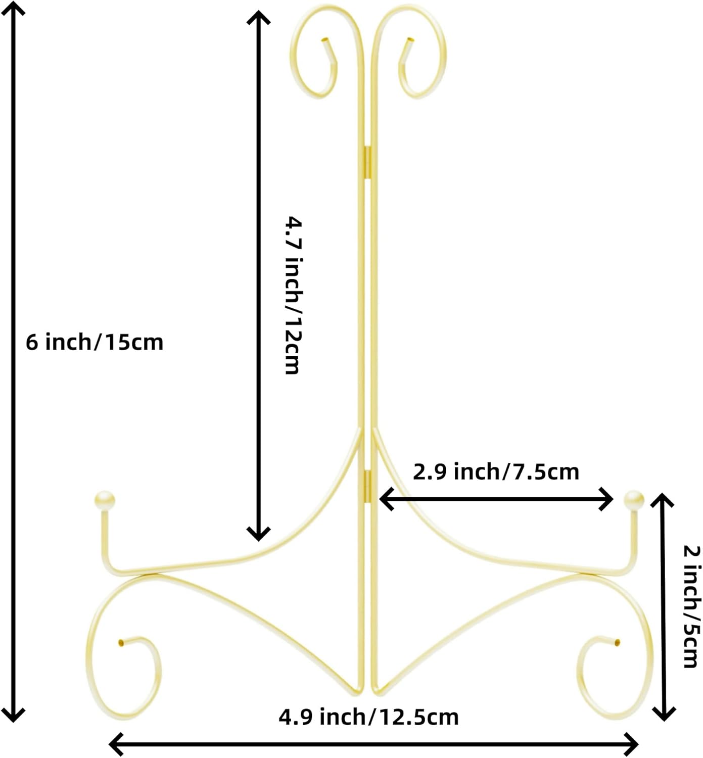 Plate Stand for Display with Hinged Folding Design, 6 Inch Picture Stands for Tables, Small Easels for Displaying Book, Art Piece, Photo and Platter, 6?™â€?Gold, 2-Pack